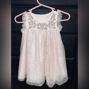 Pink and Gold Babydoll style Baby Dress with Diaper Cover